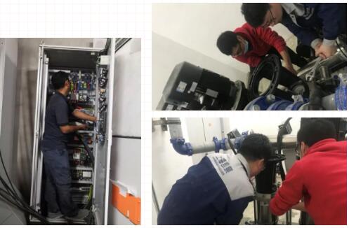 圖:潘超、胡承銀在9號線工程現場調試 圖:潘超、胡承銀在9號線工程現場調試