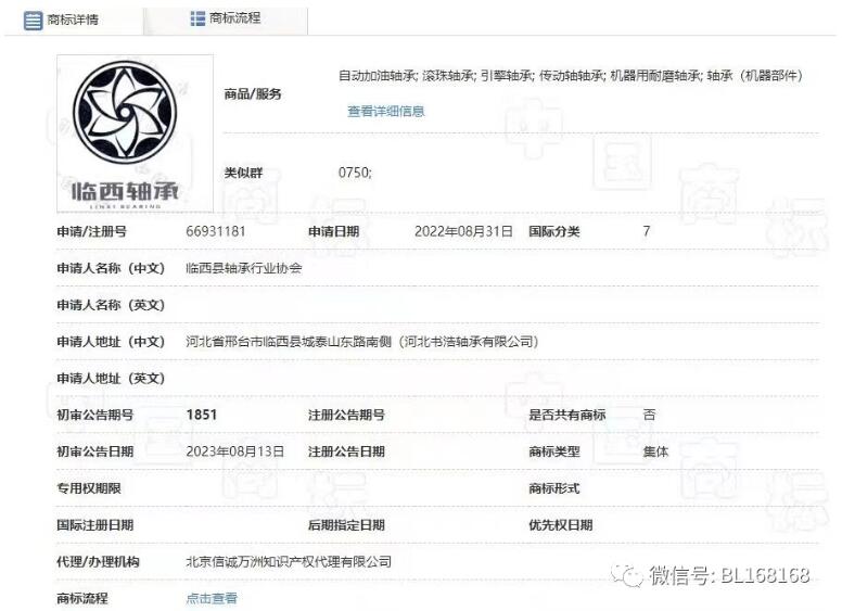 臨西縣首枚集體商標獲初審 “臨西軸承”將成為國家級“金名片” 臨西縣首枚集體商標獲初審 “臨西軸承”將成為國家級“金名片”